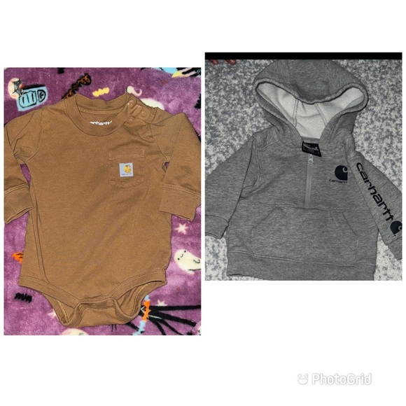 Carhartt Other - Carhartt Kids Charcoal Gray Hoodie size 3 months and onesie bodysuit 6 months